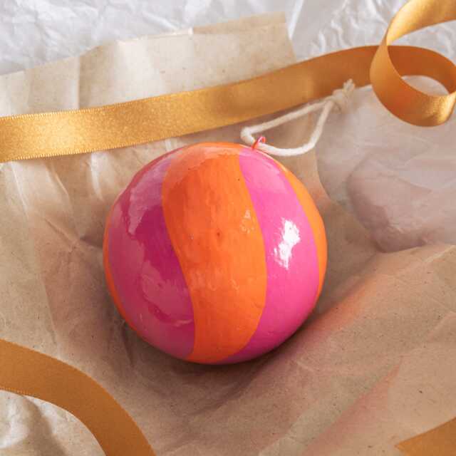 Graham and Green Pink & Orange Swirl Papier Maché Christmas Tree Bauble
