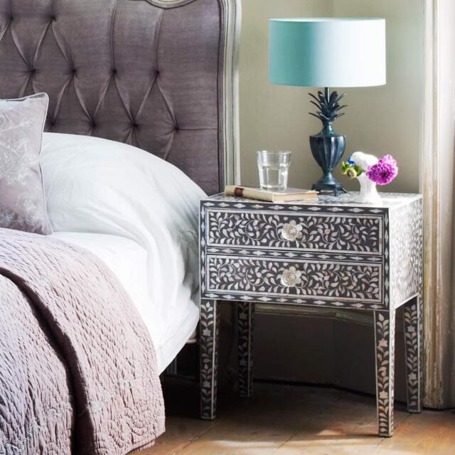 Graham and Green Maxi Grey Mother of Pearl Bedside Table - image 1
