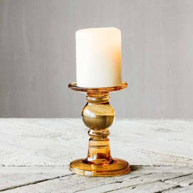 Graham and Green Tall Amber Glass Candle Holder - image 1