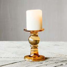Graham and Green Tall Amber Glass Candle Holder - thumbnail 1