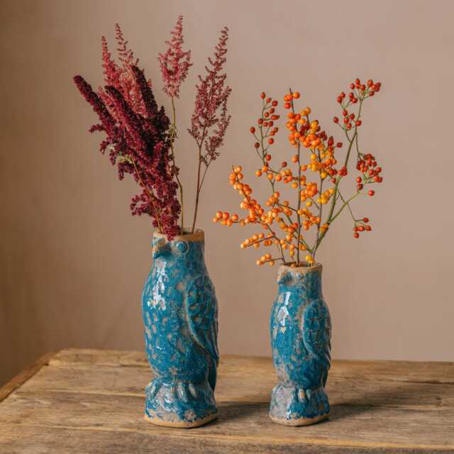 Graham and Green Set of Two Blue Parrot Vases - image 1