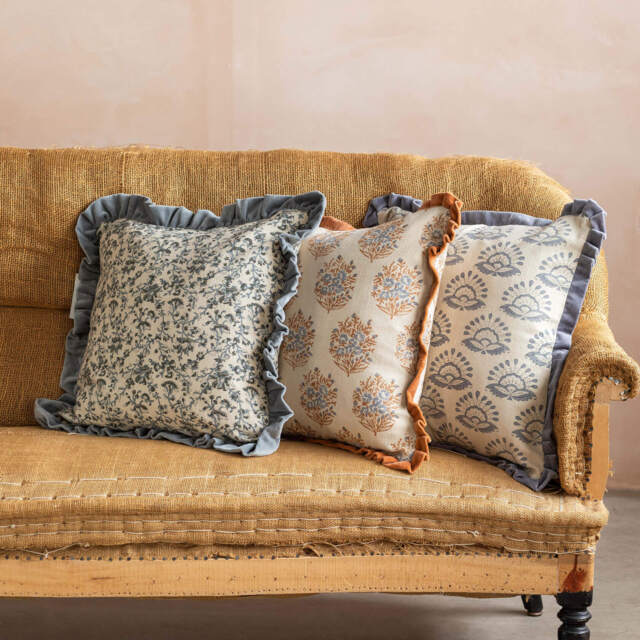 Graham and Green Calantha Hand-Block Printed Square Cushion - image 1