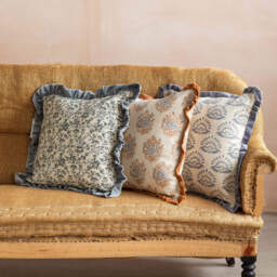 Graham and Green Calantha Hand-Block Printed Square Cushion - thumbnail 1
