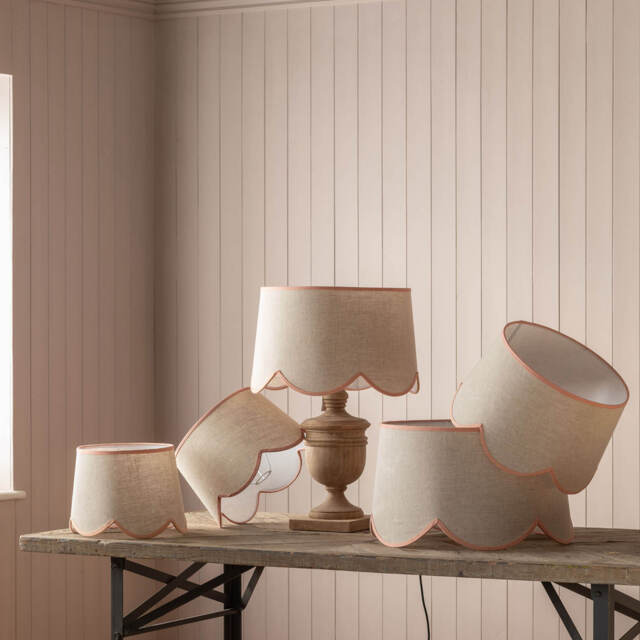 "Graham and Green 12"" Dusky Pink Scallop Lamp Shade" - image 1