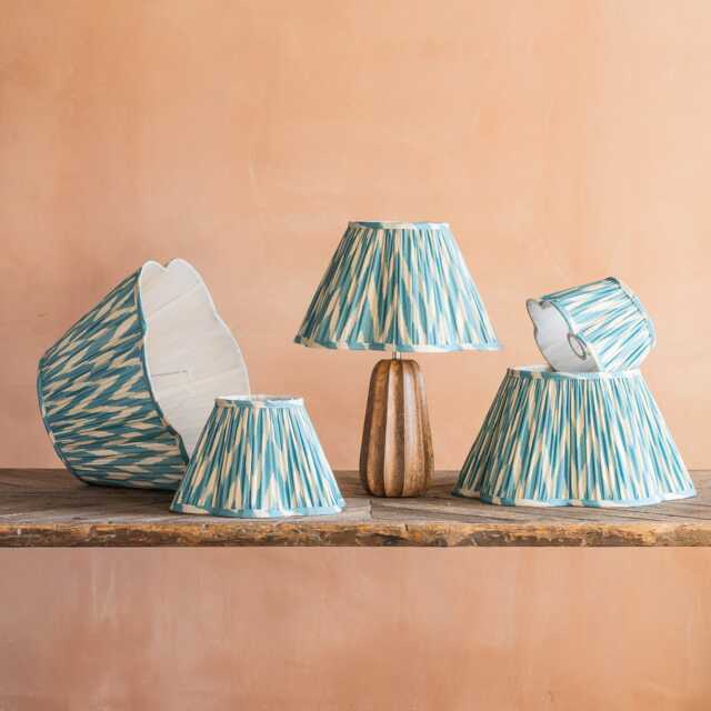 Graham and Green Sky Ikat Scallop Lampshade - 10 inch - image 1
