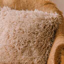 Graham and Green Sand Faux Fur Square Cushion - thumbnail 2