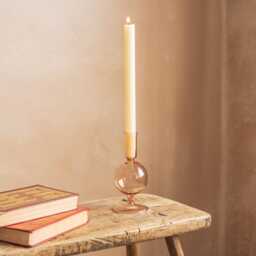 Graham and Green Pink Clear Glass Candle Holder - thumbnail 1