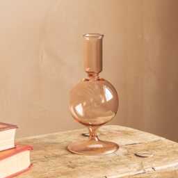 Graham and Green Pink Clear Glass Candle Holder - thumbnail 2