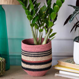 Graham and Green Striped Pink and Black Basket - thumbnail 1