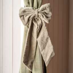 Graham and Green Set of Two Pale Sage Velvet Bow Curtain Tie Backs - thumbnail 1