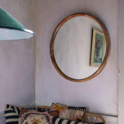 Graham and Green Walter Natural Wood Small Round Mirror