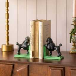 Graham and Green Antiqued Cast Iron Black Poodle Bookends