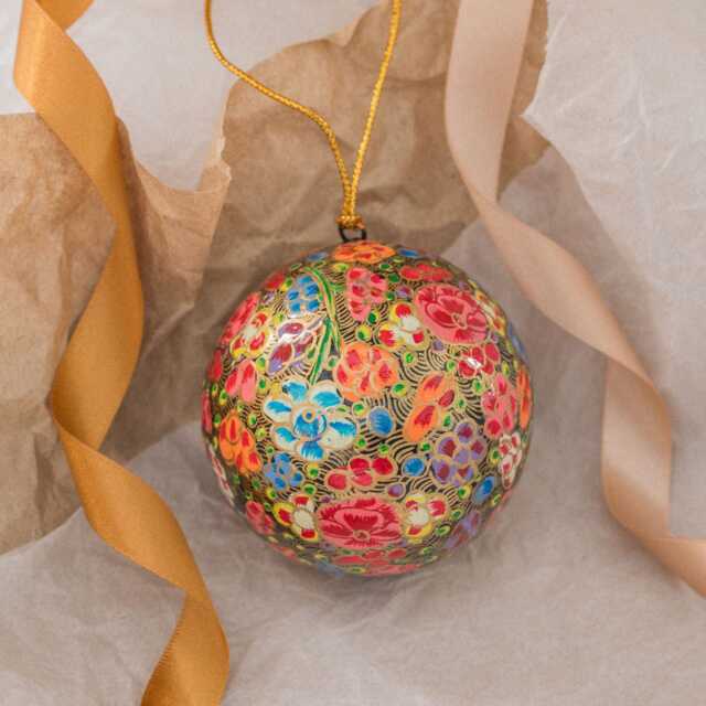 Graham and Green Gold Hand Painted Floral Bauble - image 1