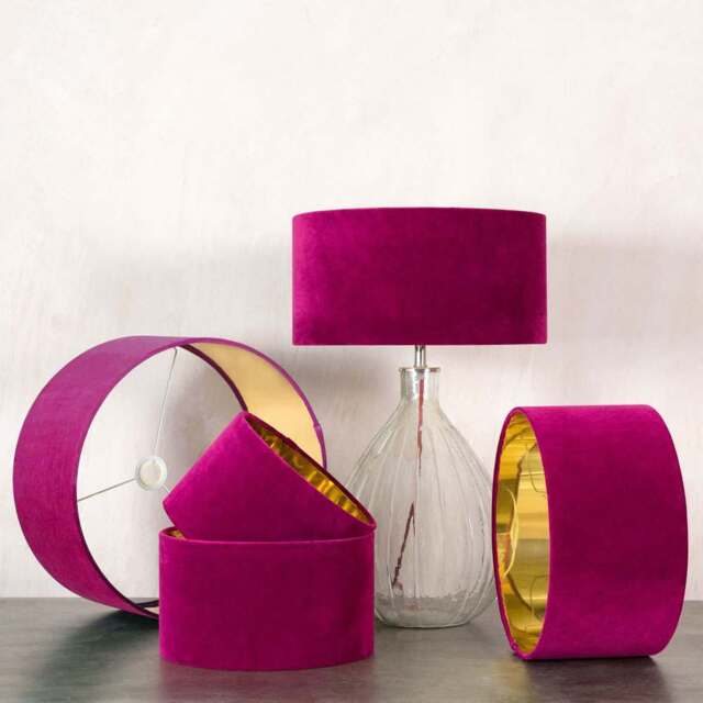 "Graham and Green Tulip Pink Velvet Lamp Shade 12"""