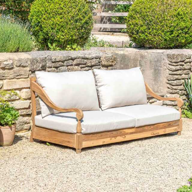 Graham and Green Wyatt Teak Wood Two Seater Outdoor Sofa - image 1