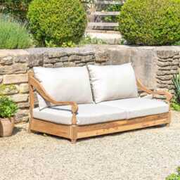 Graham and Green Wyatt Teak Wood Two Seater Outdoor Sofa - thumbnail 1