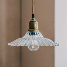 Graham and Green Clear Ridged Glass Pendant Ceiling Light - thumbnail 1