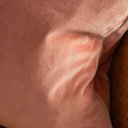 Graham and Green Mocha Rose Velvet Square Cushion with Linen Trim - thumbnail 3
