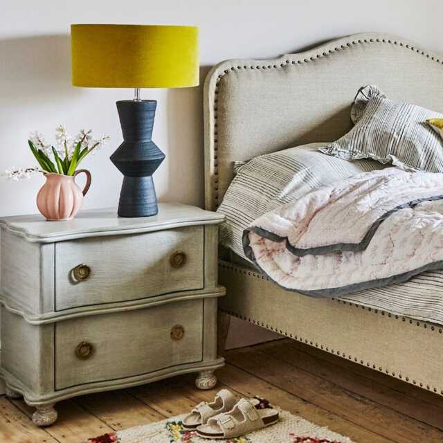 Graham and Green Oyster Two Drawer Bedside Table - image 1