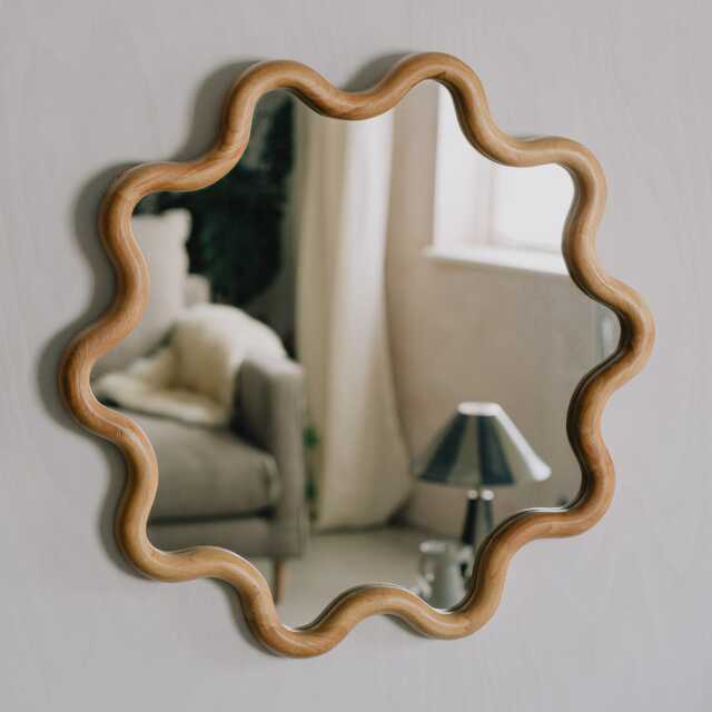Graham and Green Wavy Rubberwood Wall Mirror - image 1