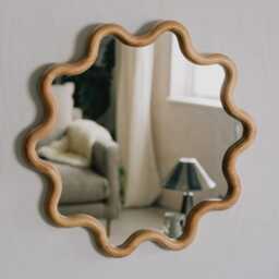 Graham and Green Wavy Rubberwood Wall Mirror - thumbnail 1