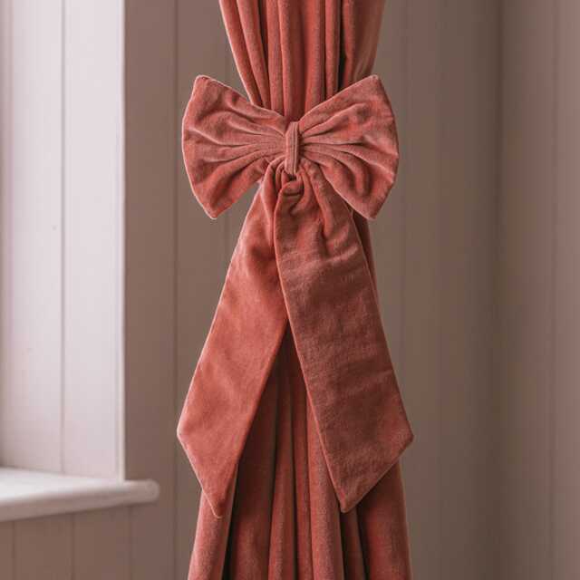 Graham and Green Set of Two Tea Rose Velvet Bow Curtain Tie Backs - image 1