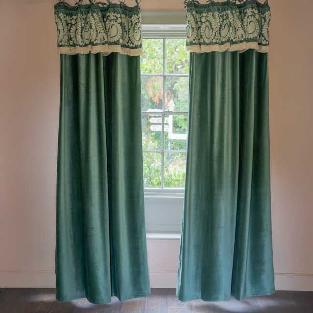 Graham and Green Lucia Dark Sage Velvet Curtain - 135 x 270cm - image 1
