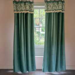 Graham and Green Lucia Dark Sage Velvet Curtain - 135 x 270cm - thumbnail 1