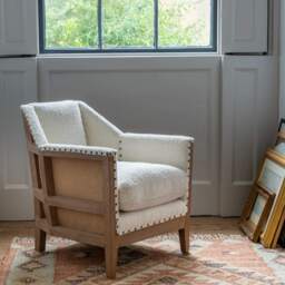 Graham and Green Hoxton Chalk Bouclé Armchair - thumbnail 1