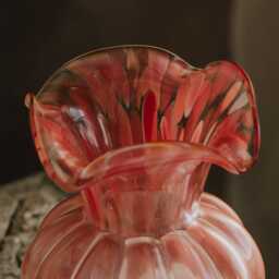 Graham and Green Red Fluted Rim Glass Vase - thumbnail 3