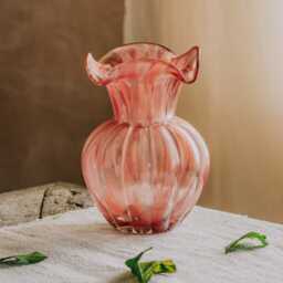 Graham and Green Red Fluted Rim Glass Vase - thumbnail 2