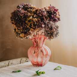 Graham and Green Red Fluted Rim Glass Vase - thumbnail 1