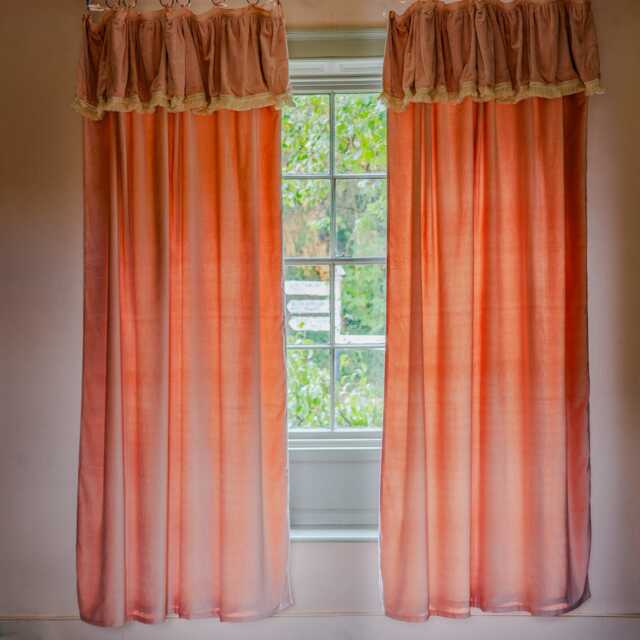 Graham and Green Felicity Rose Velvet Frill Curtain - 135 x 270cm - image 1
