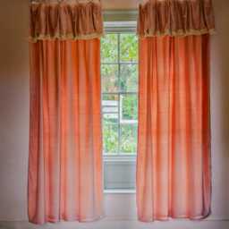 Graham and Green Felicity Rose Velvet Frill Curtain - 135 x 270cm - thumbnail 1