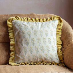 Graham and Green Asta Floral Block Printed Cushion Square - thumbnail 4
