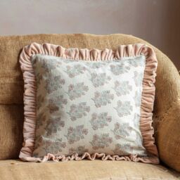 Graham and Green Asta Floral Block Printed Cushion Square - thumbnail 2