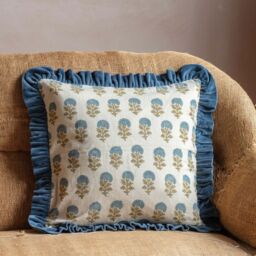 Graham and Green Asta Floral Block Printed Cushion Square - thumbnail 3