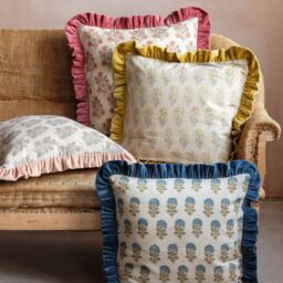 Graham and Green Asta Floral Block Printed Cushion Square - thumbnail 1