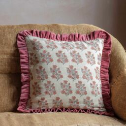 Graham and Green Asta Floral Block Printed Cushion Square - thumbnail 5