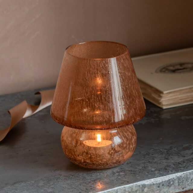 Graham and Green Brown Mushroom Glass Tealight Holder - image 1