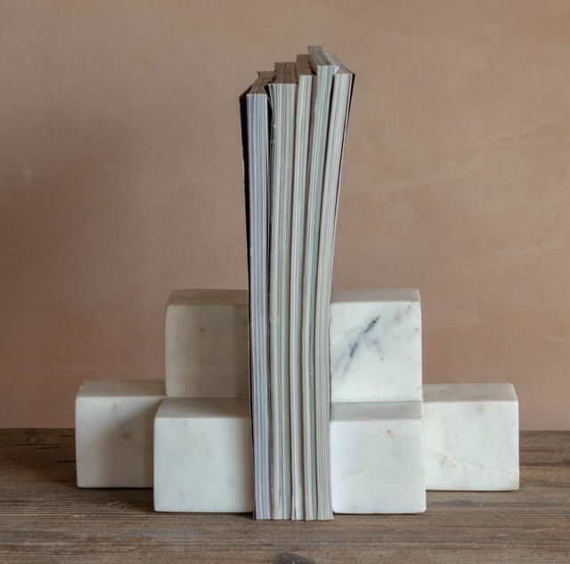 Graham and Green White Marble Bookends - image 1
