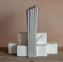 Graham and Green White Marble Bookends