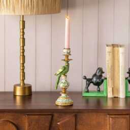 Graham and Green Sage Green Ceramic Parrot Candle Holder