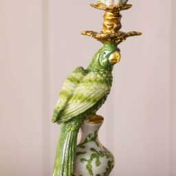 Graham and Green Sage Green Ceramic Parrot Candle Holder - thumbnail 2