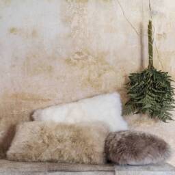 Graham and Green Ivory Sheepskin Cushion - thumbnail 3