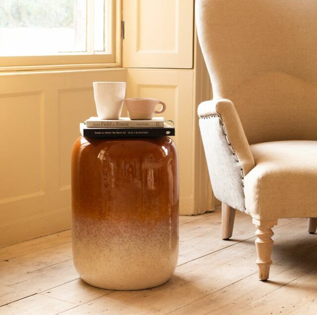 Graham and Green Ochre Ombre Ceramic Side Table - image 1