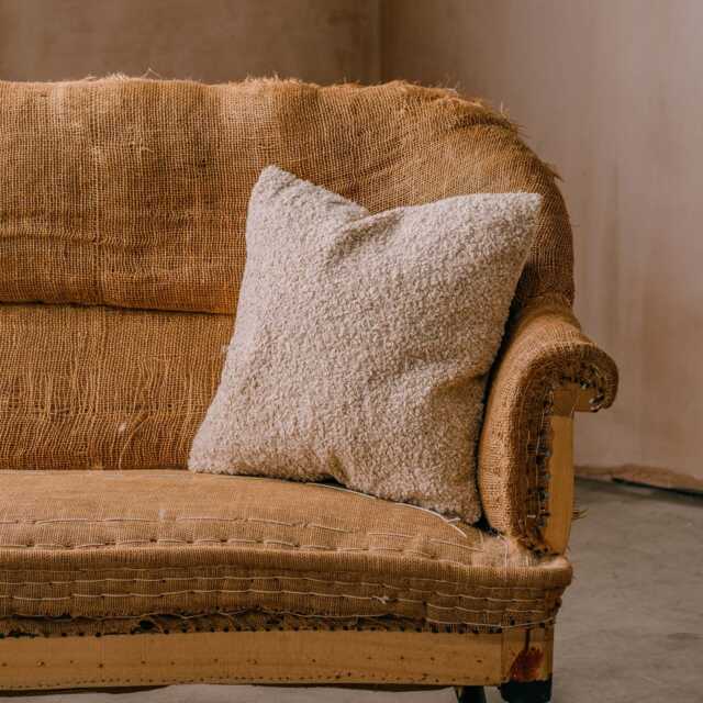 Graham and Green Oatmeal Faux Fur Square Cushion - image 1