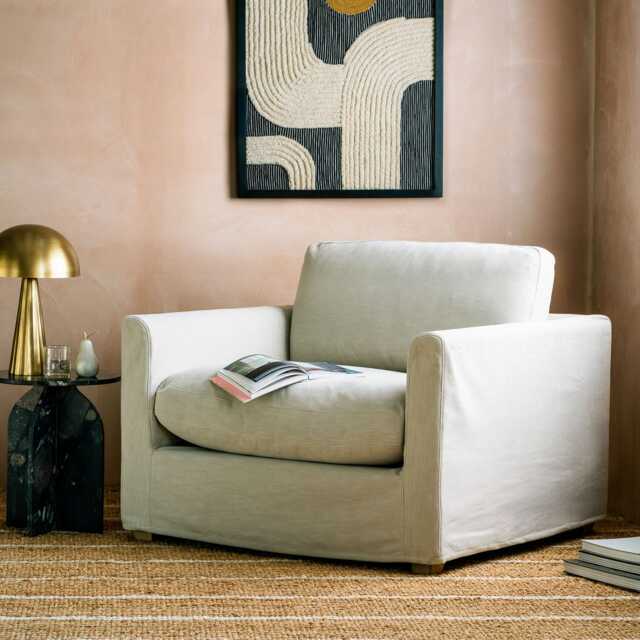 Graham and Green Maribel Oat Linen Armchair - image 1