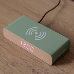 Graham and Green Retro Sage Green LED Alarm Clock Phone Charger - thumbnail 3