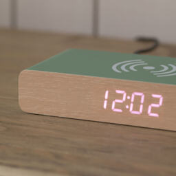 Graham and Green Retro Sage Green LED Alarm Clock Phone Charger - thumbnail 4